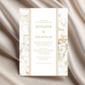 Elegante Hochzeit aus weißem und goldenem Marmor Einladung