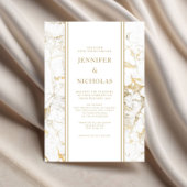 Elegante Hochzeit aus weißem und goldenem Marmor Einladung