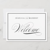 Elegante Hochzeit Begrüßungszeichen Schwarze Grenz (Vorderseite)