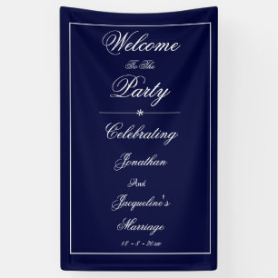 Elegante Hochzeit benutzerdefinierte Namen Navy Bl Banner