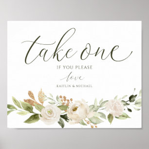 Elegante Hochzeit Bitte Ein Schild Foliage Weiß