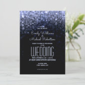 Elegante Hochzeit Blaues Licht Hintergrund Einladung (Stehend Vorderseite)