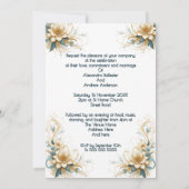 Elegante Hochzeit Blautönen Weiße Blume Einladung (Rückseite)