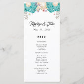Elegante Hochzeit Blautönen Weiße Blume Menükarte (Vorderseite)