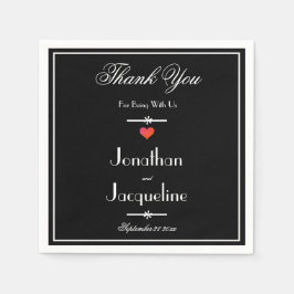 Elegante Hochzeit Chic Schwarz & Weiß Rotes Herz P Serviette