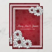 Elegante Hochzeit Dahlia Floral Rot Einladung (Vorne/Hinten)