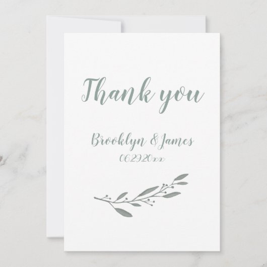 Elegante Hochzeit Danke, Florence Sage Green Einladung (Vorderseite)