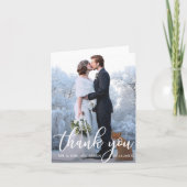 Elegante Hochzeit Danke, Foto Bride Groom Hinweis Dankeskarte (Vorderseite)