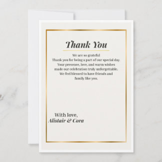 Elegante Hochzeit Danke Karte | Minimal Klassisch