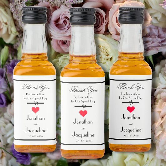 Elegante Hochzeit Danke Mini Liquor Flasche Etiket Alkoholflaschenetikett