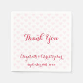 Elegante Hochzeit Danke Rosa Hearts Paper Napkin Serviette (Vorderseite)