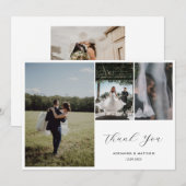 Elegante Hochzeit Danke, Script Vier Foto Dankeskarte (Vorne/Hinten)
