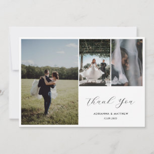 Elegante Hochzeit Danke, Script Vier Foto Dankeskarte