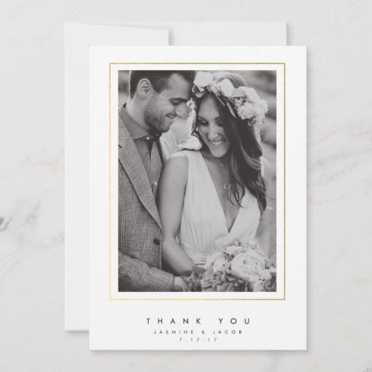 Elegante Hochzeit danken Ihnen Foto-Karte Dankeskarte (Vorderseite)