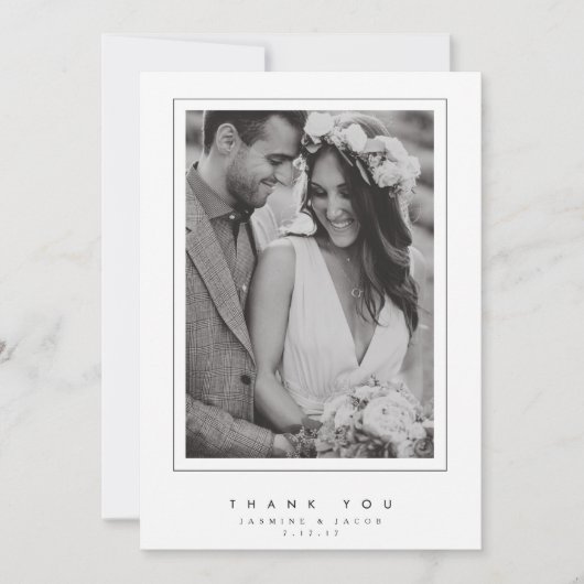 Elegante Hochzeit danken Ihnen Foto-Karte Dankeskarte (Vorderseite)