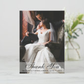 Elegante Hochzeit danken Ihnen Foto-Karte Dankeskarte (Stehend Vorderseite)