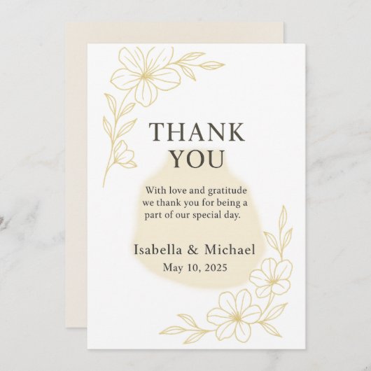 Elegante Hochzeit Dankeschön Card Flat Dankeschön Dankeskarte (Vorne/Hinten)