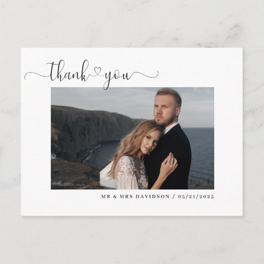 Elegante Hochzeit Dankeschön-Card-Foto Postkarte (Vorderseite)