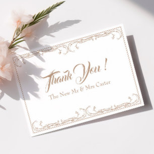 Elegante Hochzeit Dankeschön Card - Sand Rose Dankeskarte