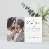 Elegante Hochzeit Dankeschön Foto Einladung (Stehend Vorderseite)