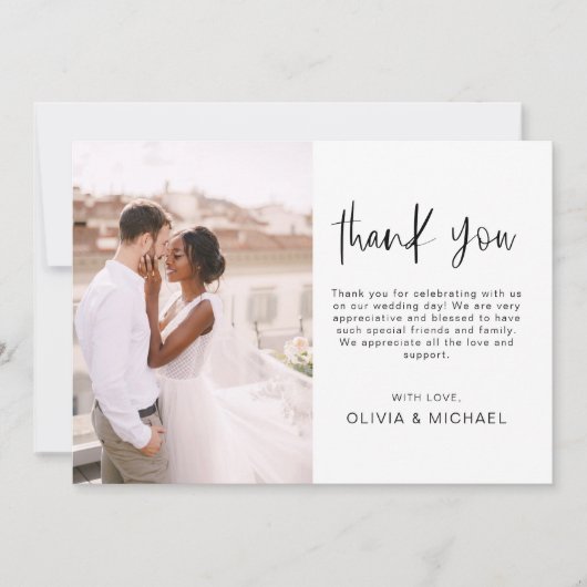 Elegante Hochzeit Dankeschön Foto Einladung (Vorderseite)