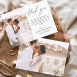 Elegante Hochzeit Dankeschön Foto Einladung<br><div class="desc">Minimalistische Hochzeit Dankeschön Karten,  die ein Foto auf der Vorder- und Rückseite haben. Die Dankeschön-Karten enthalten eine moderne,  handgeschriebene,  kursive Schriftzeichen-Typografie,  die elegant,  einfach und modern nach Ihrer Hochzeitsfeier zu benutzen sind.</div>
