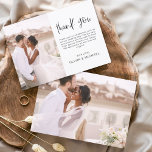 Elegante Hochzeit Dankeschön Foto Einladung<br><div class="desc">Minimalistische Hochzeit Dankeschön Karten,  die ein Foto auf der Vorder- und Rückseite haben. Die Dankeschön-Karten enthalten eine moderne,  handgeschriebene,  kursive Schriftzeichen-Typografie,  die elegant,  einfach und modern nach Ihrer Hochzeitsfeier zu benutzen sind.</div>