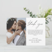 Elegante Hochzeit Dankeschön Foto Einladung (Stehend Vorderseite)