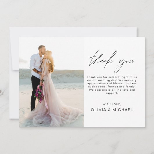 Elegante Hochzeit Dankeschön Foto Einladung (Vorderseite)
