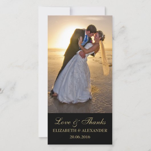 Elegante Hochzeit Dankeschön Fotokarte Dankeskarte (Vorderseite)