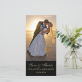 Elegante Hochzeit Dankeschön Fotokarte Dankeskarte (Stehend Vorderseite)