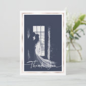 Elegante Hochzeit Dankeschön Fotokarte Einladung (Stehend Vorderseite)