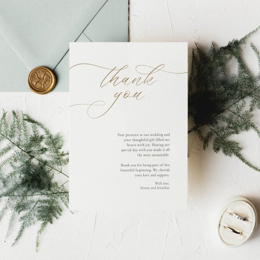 Elegante Hochzeit Dankeschön-Karte mit Kalligrafie Einladung