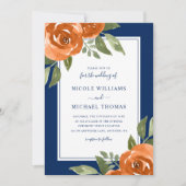 Elegante Hochzeit der Blauen Orangen Wasserfarben Einladung (Vorderseite)