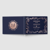 Elegante Hochzeit der Blue Rose Gold Floral Gästebuch (Voll)