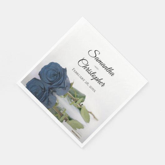 Elegante Hochzeit der Blue Rose Long Stemmed Steel Serviette (Ecke)