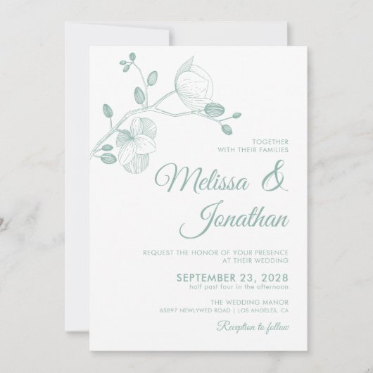 Elegante Hochzeit der blühenden Orchideen Einladung (Vorderseite)