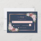 Elegante Hochzeit der Blütenblume Rose Gold Floral RSVP Karte (Vorderseite)