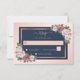 Elegante Hochzeit der Blütenblume Rose Gold Floral RSVP Karte