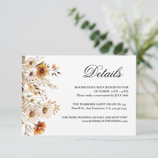 Elegante Hochzeit der botanischen Wildblume RSVP Karte (Stehend Vorderseite)