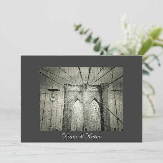 Elegante Hochzeit der Brooklyn-Brücken-NYC laden Einladung (Stehend Vorderseite)