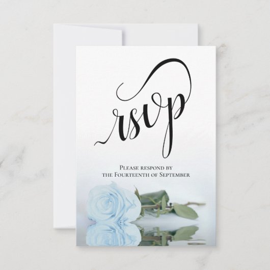 Elegante Hochzeit der Dusty Blue Rose RSVP Karte (Vorderseite)
