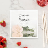 Elegante Hochzeit der Elfenbeinpfirsichhochzeit Serviette (Beispiel)