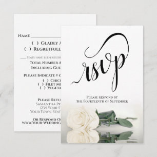 Elegante Hochzeit der Elfenbeinrose RSVP Karte