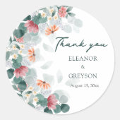 Elegante Hochzeit der Eukalypten-Wildblume Runder Aufkleber (Vorderseite)