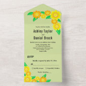 Elegante Hochzeit der Grünen Frühlingsblüte All In One Einladung (Innen Boden)