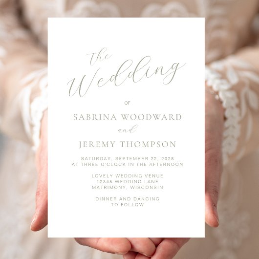 Elegante Hochzeit der Grünen Kalligraphie Einladung