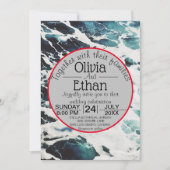 Elegante Hochzeit der Hochzeit der Küste des Blaue Einladung (Vorderseite)