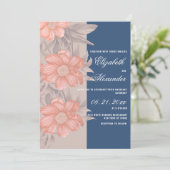 Elegante Hochzeit der Koralleninsel in Blau Einladung (Stehend Vorderseite)