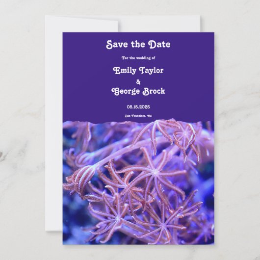 Elegante Hochzeit der Korallenriffe an der Seeküst Save The Date (Vorderseite)